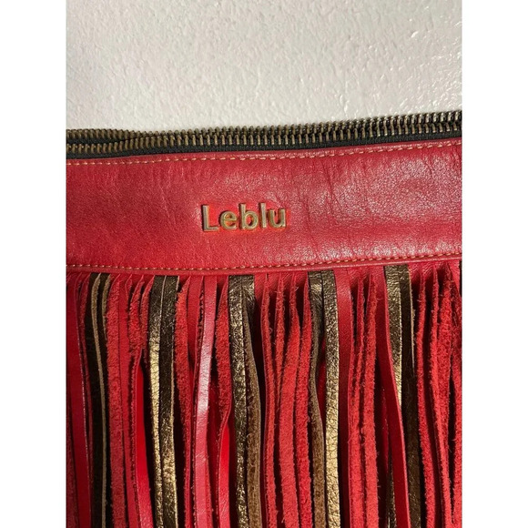 Leblu Boho Style Womens Leather Suede Shoulder Crossbody Bag Red - Picture 3 of 13